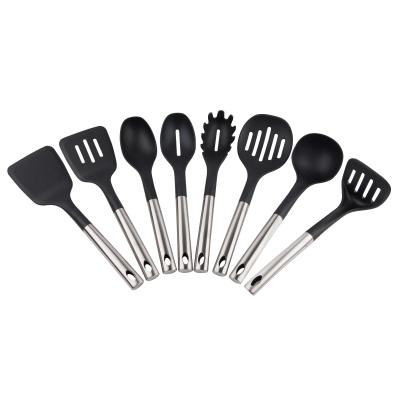 China 8PCS Sustainable Non-Stick Set Kitchen Utensil Nylon Home and Kitchen with Matte Finishing Acacia Wood Handle for sale