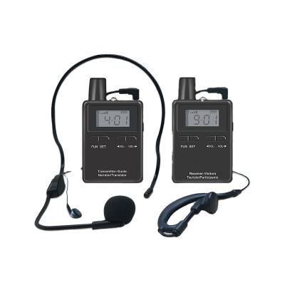 China Two Way Wireless Tour Guide System Transmitter Receiver Two Speakers RC2402 Transceiver for sale