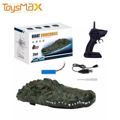 China RC Hobby Toysmax 2.4GHZ 10KM/H RC Speed ​​Boat Crocodile 2 Head In 1 Water Remote Control Toy Boat for sale