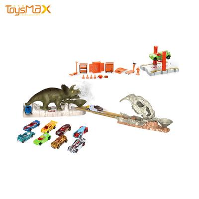 China Latest Design Toy Eco-Friendly Dinosaur Electric Ejection Track Racing Toy With Kids Triceratops Toy Set for sale