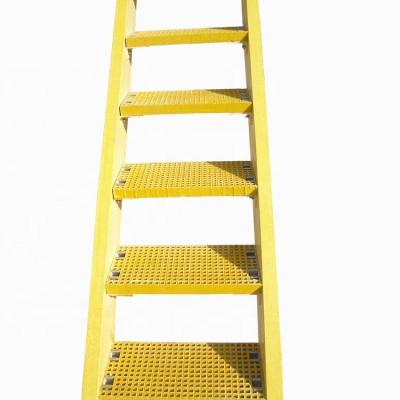 China Enhanced Safety Strength Anti-Slip FRP Profile Ladder with Durable Grating Stair Tread for sale