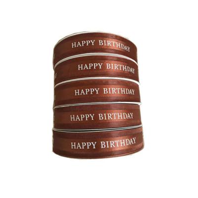 China Custom Printed Recyled Ribbon Grosgrain / Happy Birthday Ribbon for sale