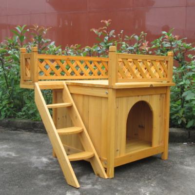 China Sustainable wooden cat house with stairs for sale