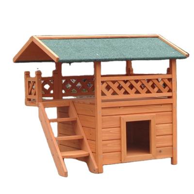 China 2021 Sustainable Hot Sale Indoor And Outdoor With Stairs Wooden Cat House Pet Cage for sale