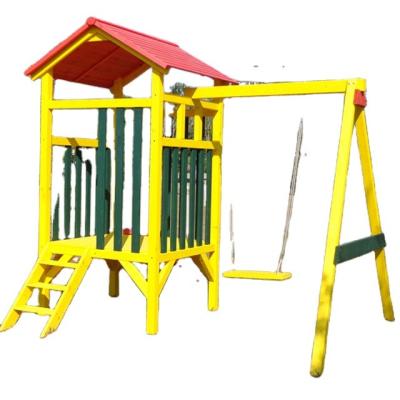 China Sustainable Kids Play Swing And Slide Cheap Wooden Kids Playhouse Backyard for sale