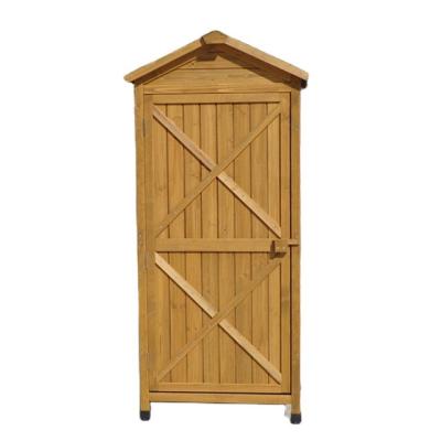 China Easily Assembled Storage Cabinet Backyard Waterproof Outdoor Garden Tool Shed With Arrow Roof Wood Storage Cabinet for sale