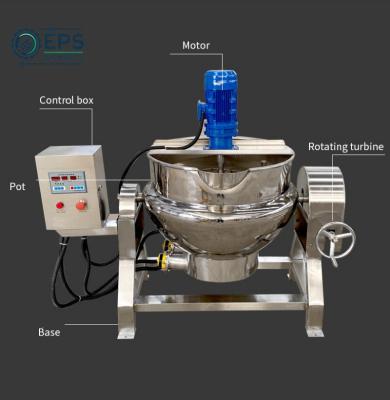 China Caldeirão de cozinha industrial de vapor/gás/elétrico com agitado e dispositivo de cronometragem à venda