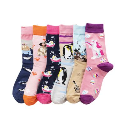 China QUICK DRY custom made cartoon fancyed colorful funny ladies crew cotton socks cute novelty socks women fashion socks elites for women for sale