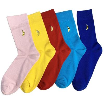 China Mens QUICK DRY Casual Cartoon Customized Embroidery Fruit Cotton Socks for sale