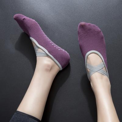 China QUICK DRY women combed terry cotton striped non slip slipper yoga bangs 1 buyer for sale