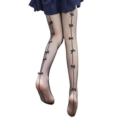 China Antibacterial Transparent Bow Tie Sexy Thigh Net Woman High Stockings for sale