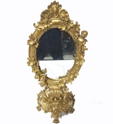 China Art Decor Classic Solid Brass Antique Decorated Vintage Make Up Dresser Table Mirror Brass for sale