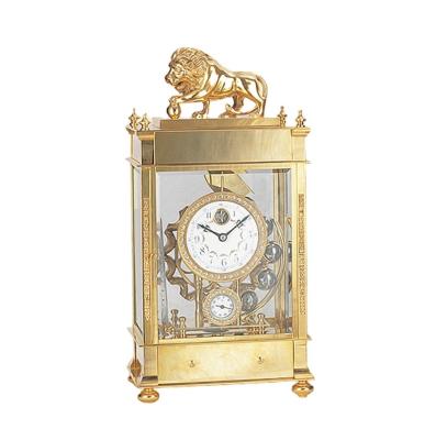 China LUMINOVA Decorative Luxury Imitated Vintage French Antique Brass Lion Style 18th Hog Gravity Falling Mechanical Ball Desk Clock for sale