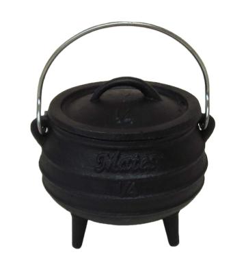 China Sustainable size 1/4 Mini gift cast iron black three legged potjie pot for sale