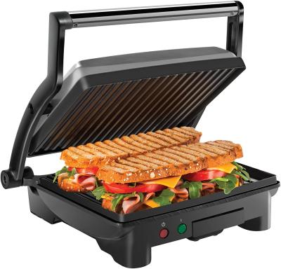 China 2021Best Non-stick Panini Manufacturer Hotel Sales 750W 180 Degree Electric Press Grill for sale