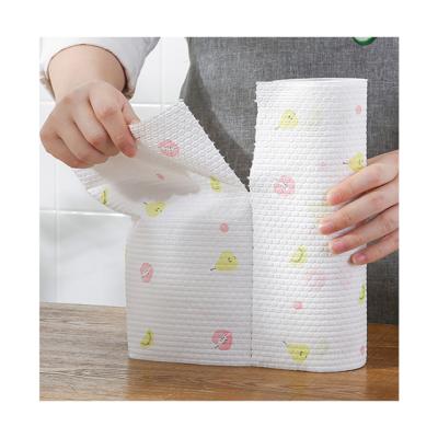 China Kitchen Wave Pattern Household Eco-friendly Thickened Lazy Cloth Non-woven Disposable Tableware Cloth Wholesale for sale