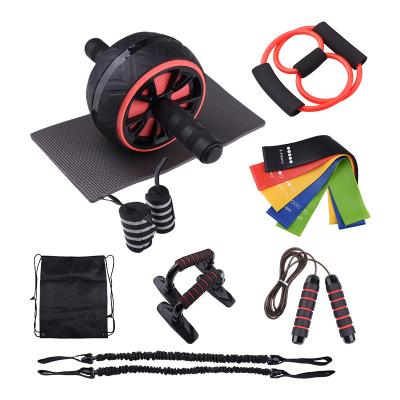 China Factory Direct Sale Home Use Promotional Fitness Product Set 17 Pcs Including Ab Roller Resistance Bands Pull Up Stand for sale