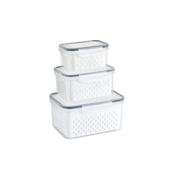 China Freshness Preservation Fruit And Vegetable Storage Box With Lid Household Kitchen Drain Basket Refrigerator Food Freezing Sealed Box for sale