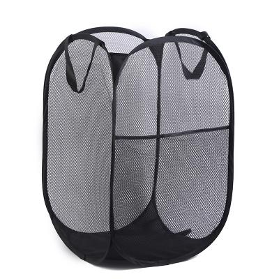 China Neat sewing Foldable Dirty Clothes Polyester Mesh Laundry Basket Large Capacity Household Portable Clothes Organizer for sale