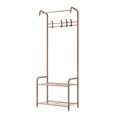 China Grid stable storage Simple Style Three In One Floor Bedroom Coat Rack High Capacity Hanging Rack Wardrobe Storage Rack for sale