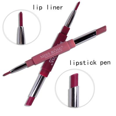 China Waterproof Miss Rose High Pigment Muti Functional 2 in 1 Lip Liner Sexy Grape Purple Color Lipstick Pen for sale