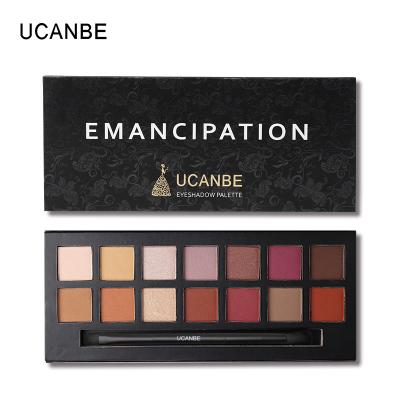 China Waterproof UCANBE Professional Renaissance matte eye shadow palette 14 colors makeup glitter eyeshadow palette for sale