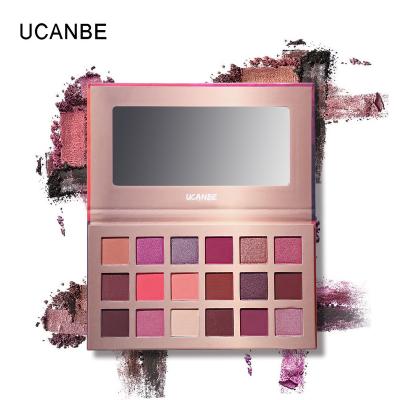 China Waterproof UCANBE Professional matte eye shadow palette 18 colors makeup glitter eyeshadow palette for sale