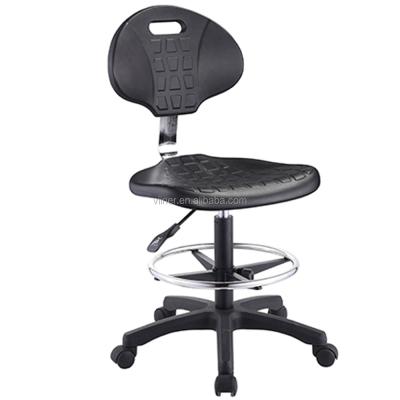 China SGS Heavy Duty Adjustable Height Science Lab Stool Chair Black PU Leather With fotrest R72-021C for sale