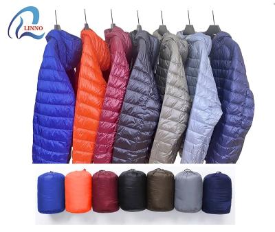 China Sustainable Wholesale Men's Packable Hooded Windproof Lightweight Duck Down Jacket Eco-Friendly for sale