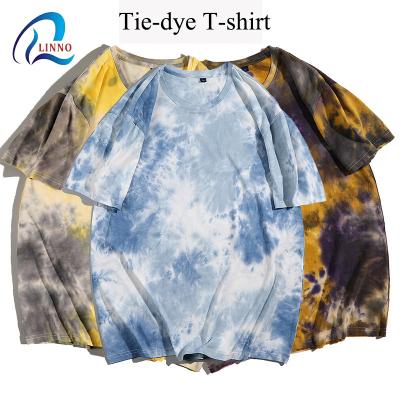 China Anti-wrinkle in the running wholesale summer 100 men's T-shirt cotton custom logo plus size men's casual tie dye hoodie for sale