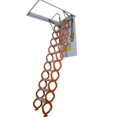 China Custom Folding Ladders Orange Loft Ladder Aluminum Folding Attic for sale