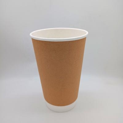 China Disposable Porcelain Best 16oz Double Kraft Paper Cups Eco-Friendly Anqing for sale