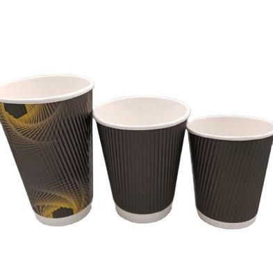 China Anqing Anhui Ripple Disposable Double Wall 4oz 8oz 10oz 12oz 16oz 20oz Disposable Paper Cup for sale