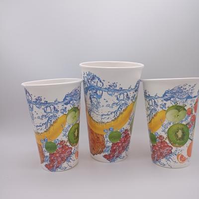 China Disposable 16oz Color Disposable Double Walls Coffee Paper Cold Drink Cup for sale