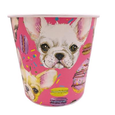 China Disposable 85oz Dog Design Popcorn Paper Bucket for sale