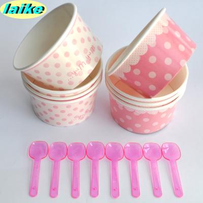 China Mini Single Wall Disposable Ice Cream Bowl Double PE Coated Plastic Spoon for sale