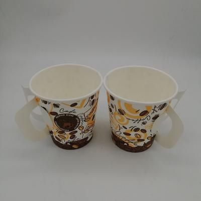 China Recyclable Wholesale Printing Disposable Paper Coffee Cup With Handle for sale