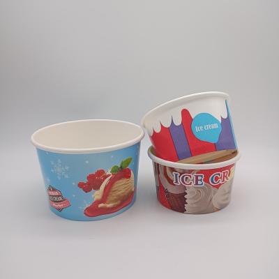 China LOGO Printed Single Wall Cheap Custom Disposable Disposable Ice Cream Yogurt Paper Cups With Dome Lid Flat Cups for sale