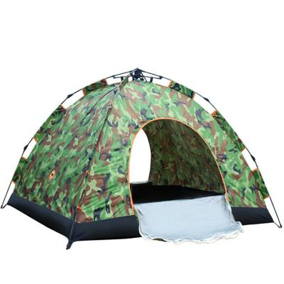 China Diagonal Bracing Type Camouflage Awning Against Strong Wind Pull Up Type Set Up Quick Open Double Outdoor Camping Tent for sale