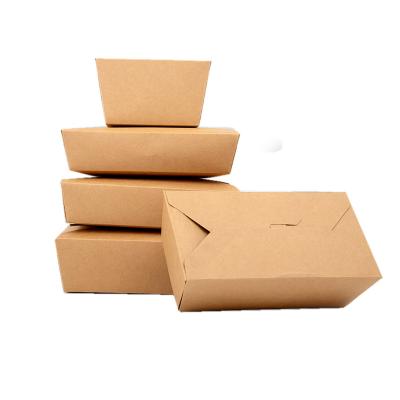 China Large Customized Recyclable Disposable Oil Proof Kraft Paper Fast Food Takeout Box for sale