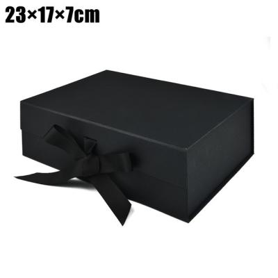 China Logo Printing Recyclable Cardboard Black Custom Recyclable Packaging Magnetic Seal Flat Foldable Luxury Paper Gift Box for sale