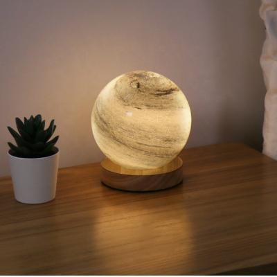 China Rechargeable LED Globe Lamp Touch Night Lamp Bedroom Decor Baby Room Decor Fill Wood Lighting for sale