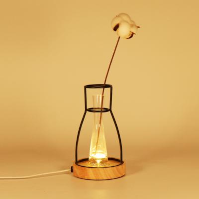 China LED decor vase lamp good sales maintain creative home decoration lamp table lamp mini wooden LED vase night light for room decor living room gift for sale