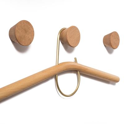 China Wall Mounted Minimalist Wooden Natural Wood Hook Rack Vintage Coat Hook for sale