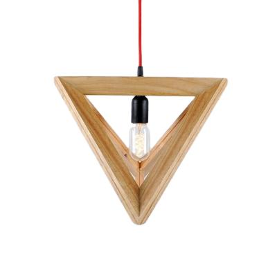 China Modern Creative Interior Design Living Room Decorative Triangle Wooden Hanging Lights for sale