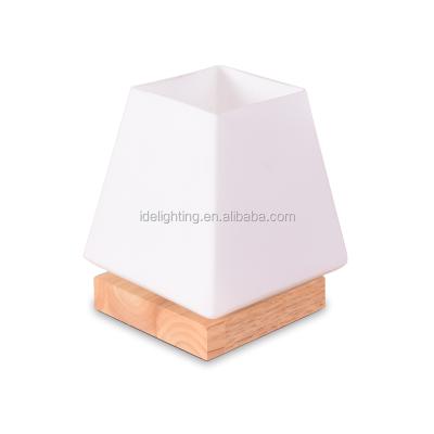 China Wholesale Modern Light Wood Base Bedside Simple Design Style Glass Shade Table Lamp for sale