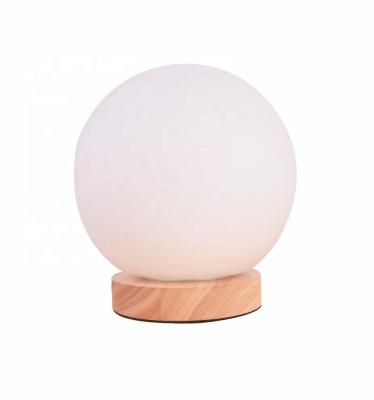 China Custom Wholesale Modern Base Modern Rechargable Wooden Glass Bedroom Round Small LED Stand Table Lamp Night Light for sale