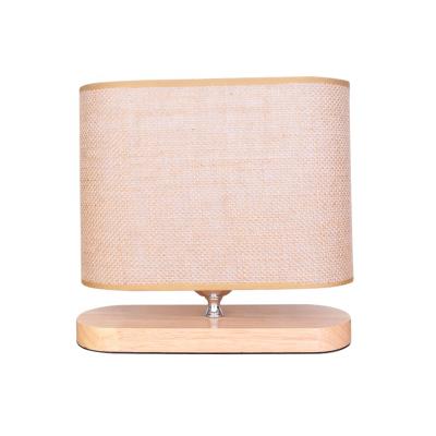 China Elegant Wholesale High Quality Square Design Fabric And Wood Table Light Bulbs Halogen Warm Light Lamp for sale