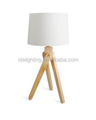 China China Factory Modern Style Simple Design Cotton Shade Wholesale Nordic Three Leg Wooden White Table Lamp for sale