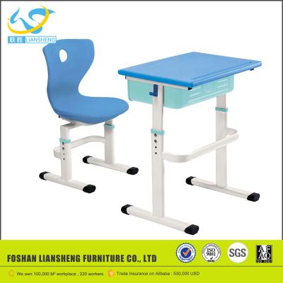 China High quality and cheap adjustable fireproof desk and chair of school furniture for sale